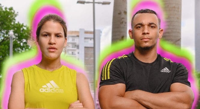 Los atletas Natasha Méndez y Miguel Rodríguez.